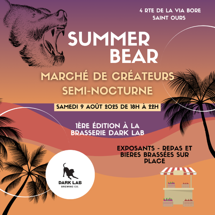 marché nocturne summer bear dark lab